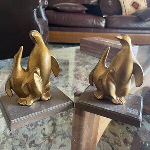 Art Deco Frankart Stylized Penguins Bookends Rare - Pair